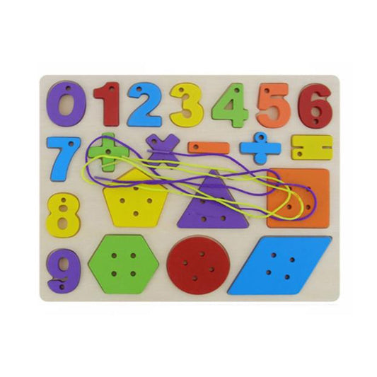 PUZZLE ÉDUCATIF MONTESSORI CHIFFRES FORMES COLORÉES BOIS ENFANTS 22X18CM 74464