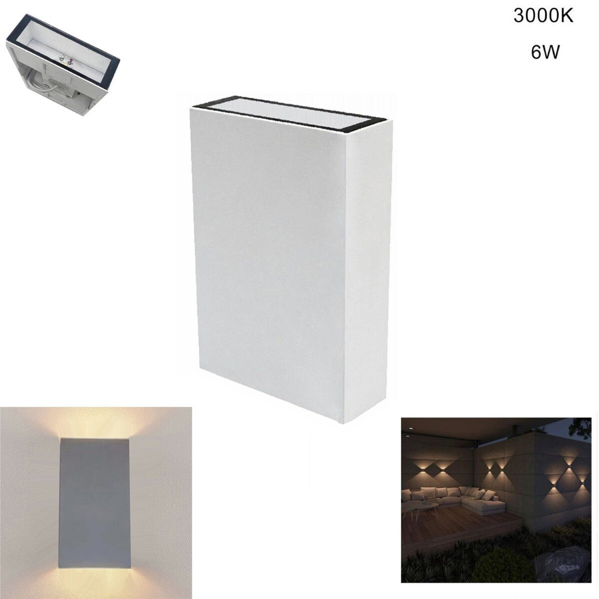 APPLIQUE MURALE LED 6W LAMPE MUR IP65 MODERNE DOUBLE ÉCLAIRAGE CHAUD 3000K 21343
