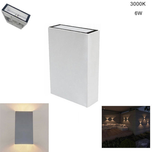 APPLIQUE MURALE LED 6W LAMPE MUR IP65 MODERNE DOUBLE ÉCLAIRAGE CHAUD 3000K 21343