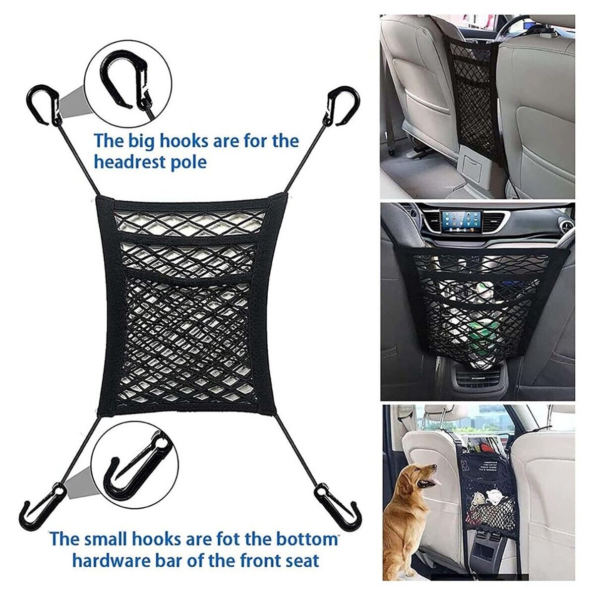 ORGANIZZATORE A RETE PER AUTO CANE 3 STRATI CANI SEDILI POSTERIORI ORGANIZER