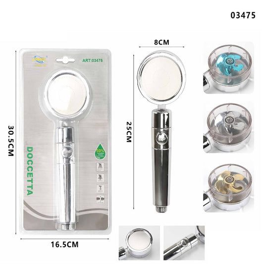 SOFFIONE DOCCIA TURBO ELICA ALTA PRESSIONE ROTAZIONE RISPARMIO IDRICO 03475