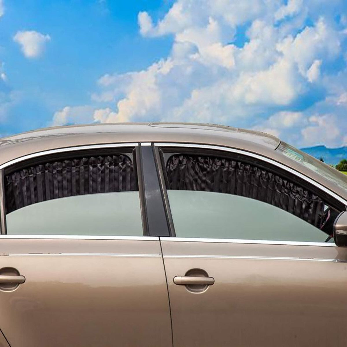 KIT 4 TENDA TENDINA PARASOLE RAGGI UV MAGNETICA AUTO ANTERIORE E POSTERIORE NERA
