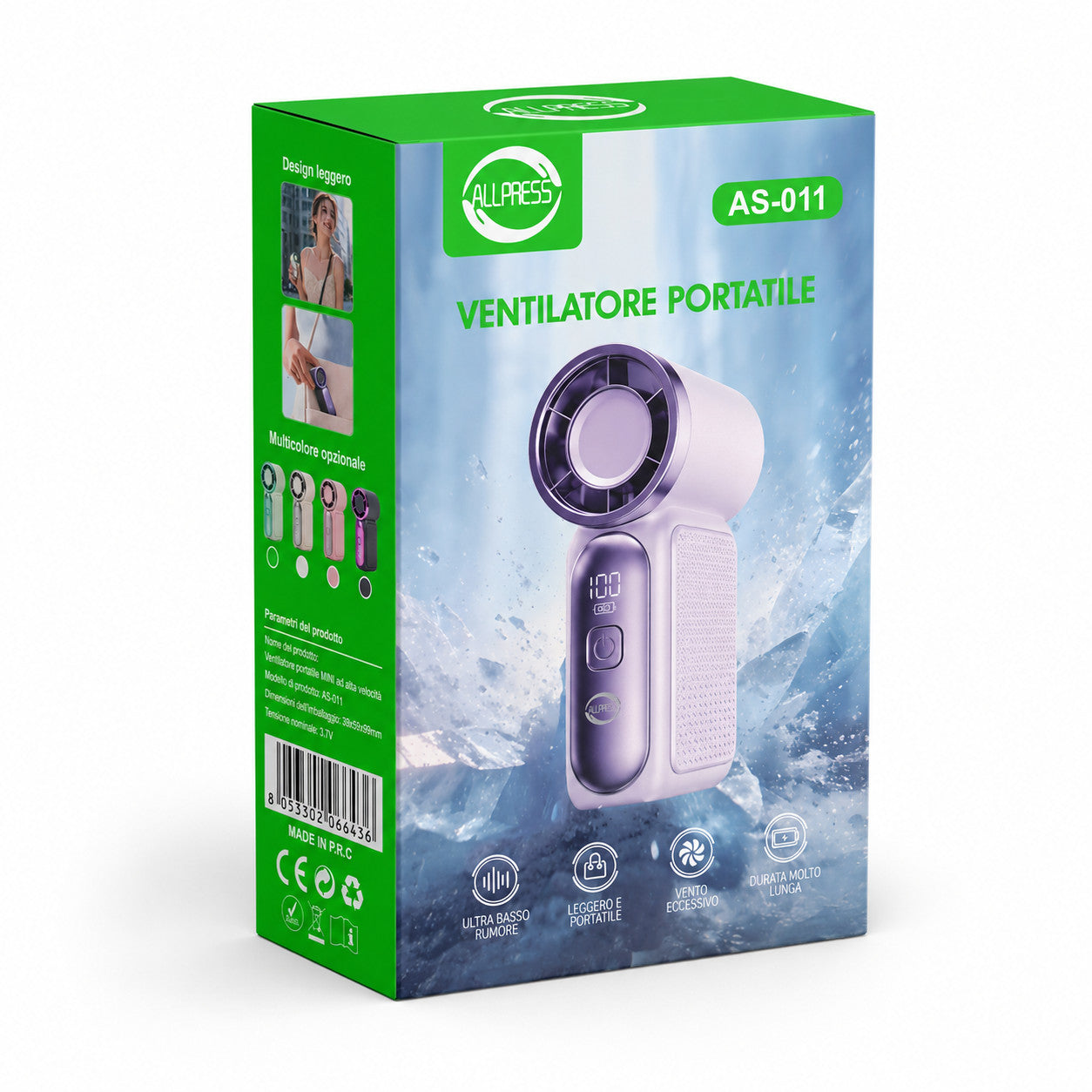 MINI VENTILATORE PORTATILE USB RICARICABILE DISPLAY VIAGGIO VELOCITA' CASA