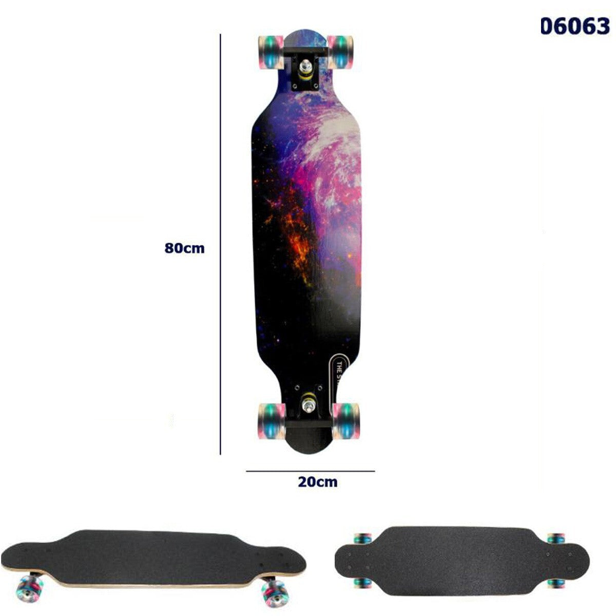 SKATE EN BOIS MOTIFS COLORÉS ENFANTS ADOS 80CM 06063