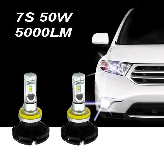 PAIRE D'AMPOULES DE PHARES DE REMPLACEMENT POUR VOITURE LED 7S H11 HAUTE LUMINOSITÉ BLANC FROID 50W