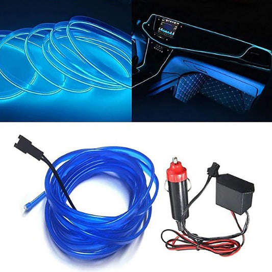 BANDE LUMINEUSE INTÉRIEURE VOITURE FIBRE OPTIQUE 12V DÉCORATION FIL 3M BLEU CA-03035