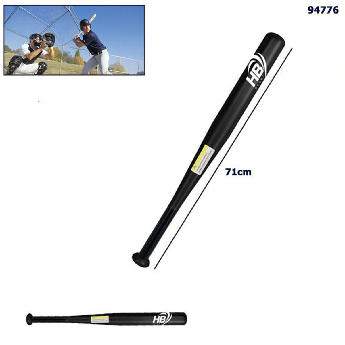 MAZZA DA BASEBALL SOFTBALL ALLUMINIO SPORT ALLENAMENTO NERO BAMBINI 71CM 94776