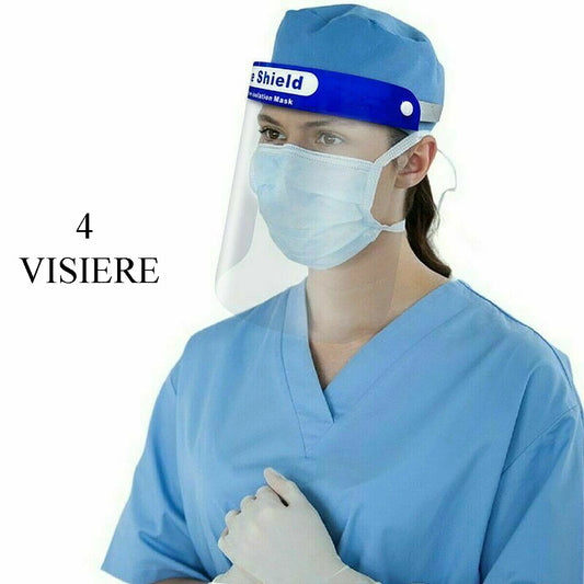 LOT DE 4 VISIÈRES DE PROTECTION TRANSPARENTES VISIÈRE FACIALE PROTECTION ANTI-ÉCLABOUSSURES TÊTE
