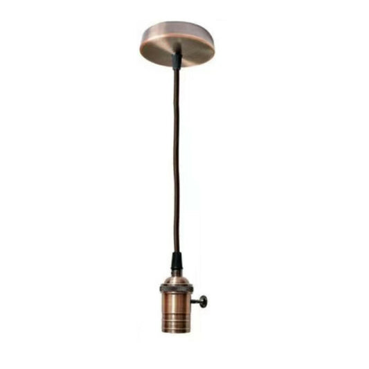PORTE-LAMPE LUSTRE SUSPENSION PLAFONNIER PENDENTIF VINTAGE 2M BRONZE ROUGE