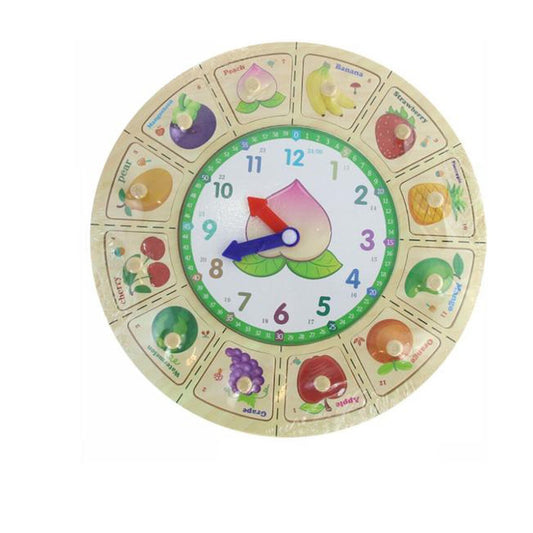 OROLOGIO EDUCATIVO IN LEGNO BAMBINI FRUTTA PUZZLE GIOCO METODO MONTESSORI 53764