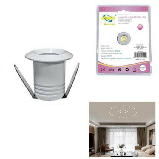 MINI SPOT LED 1W PLAFOND ROND ENCASTRABLE RESSORT 2.8CM LED BLANC FROID 6000K