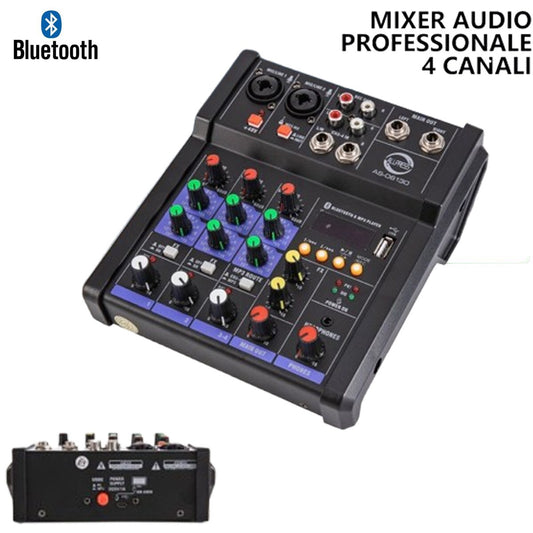 MIXER AUDIO PROFESSIONALE DJ SOUND CONSOLE PORTATILE 4 CANALI BLUETOOTH USB