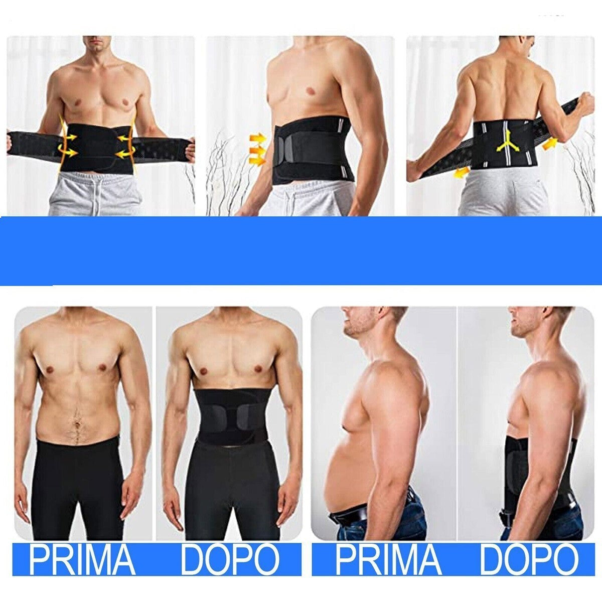 FASCIA ELASTICA LOMBARE REGOLABILE POSTURALE TUTORE SCHIENA NEOPRENE 120CM XXL
