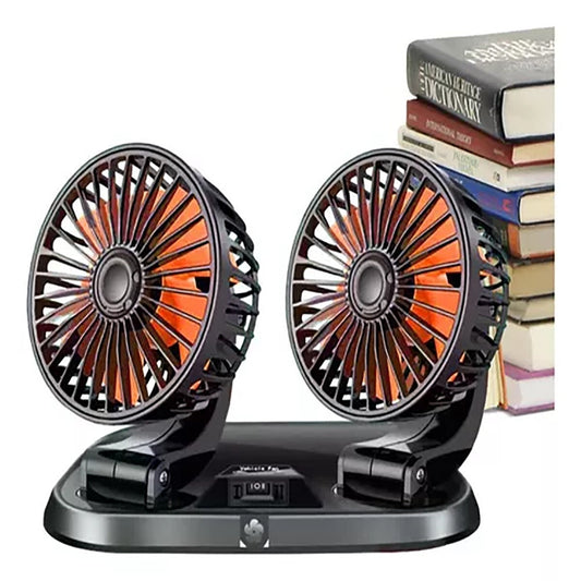DOUBLE VENTILATEUR DE VOITURE 12V PORTABLE DE VOYAGE RÉGLABLE AIR FRAIS