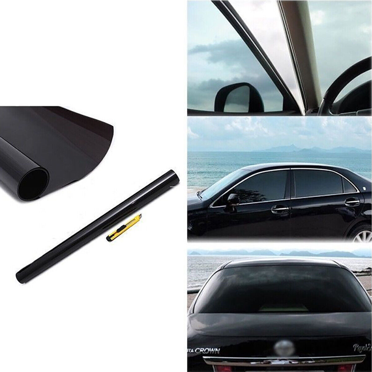 PELLICOLA OSCURANTE PARASOLE PER VETRI FINESTRINI AUTO 50 X 300 CM ANTI RAGGI UV