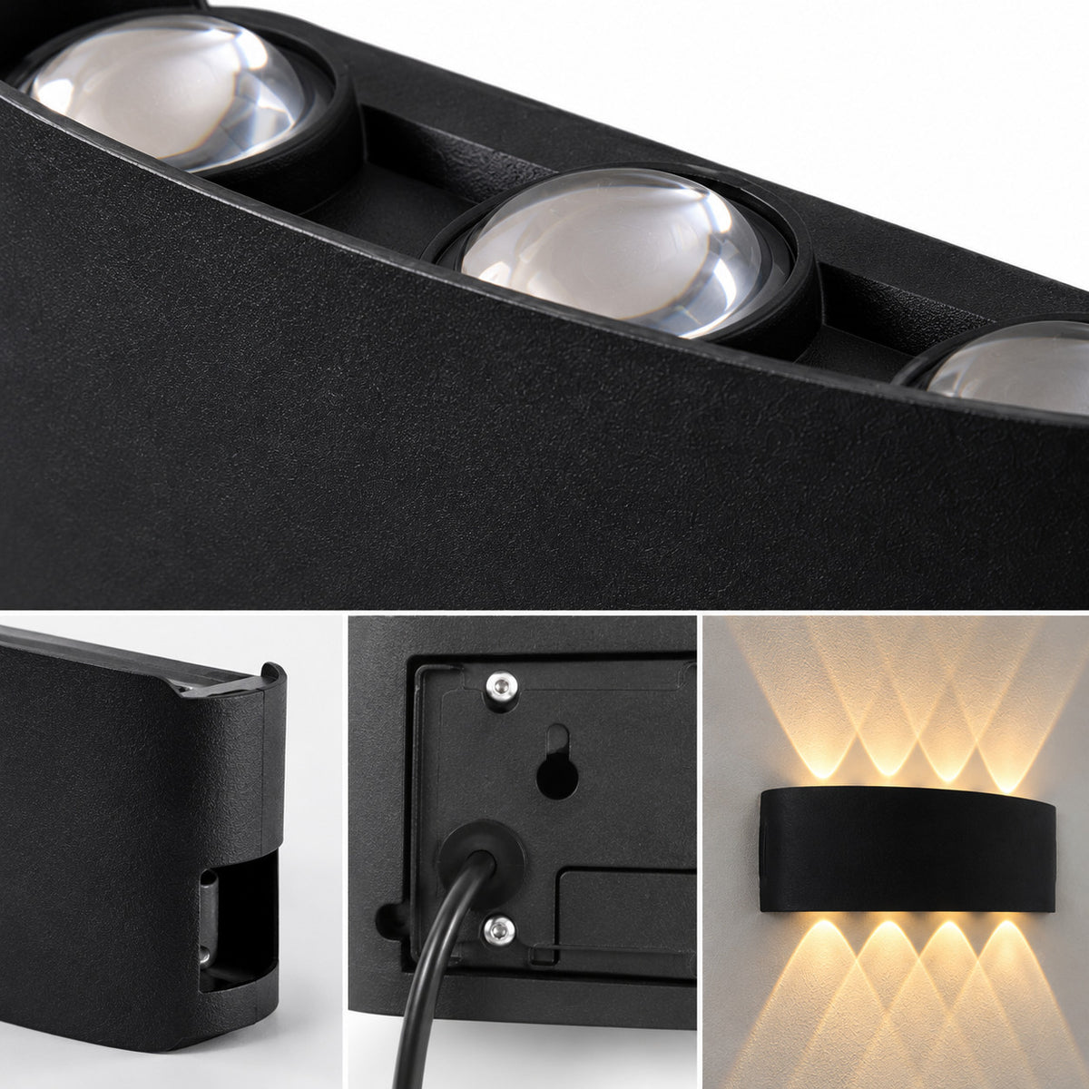 APPLIQUE LED 16W LAMPADA PARETE IP65 ESTERNO 3000K 4000K 6000K NERO ET-31675