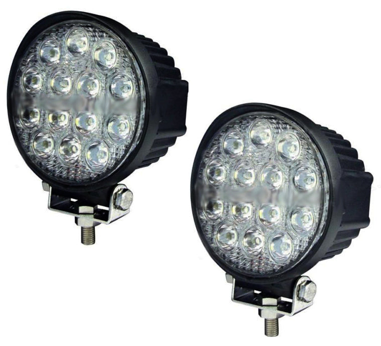 2 X PHARES SUPPLÉMENTAIRES LONGUE PORTÉE VOITURE TOUT-TERRAIN 12V ROND 14 LED 6000K 42W