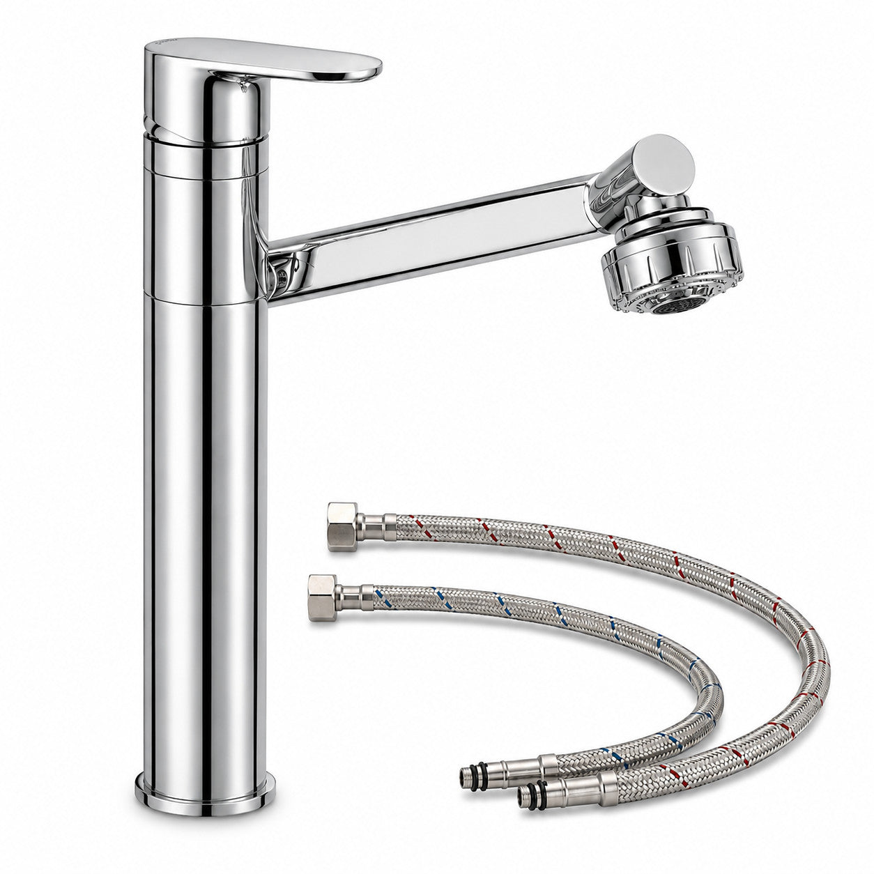 RUBINETTO MISCELATORE BAGNO CUCINA CROMATO MONOCOMANDO 360 GRADI FLESSIBILI 1802