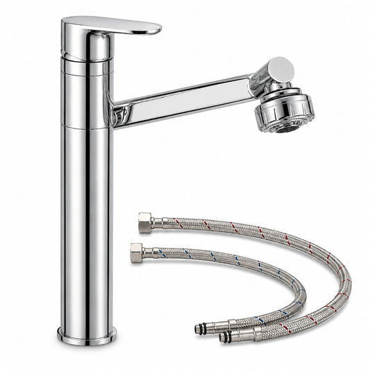 ROBINET MITIGEUR SALLE DE BAIN CUISINE CHROMÉ MONOCOMMANDE 360 DEGRÉS FLEXIBLES 1802