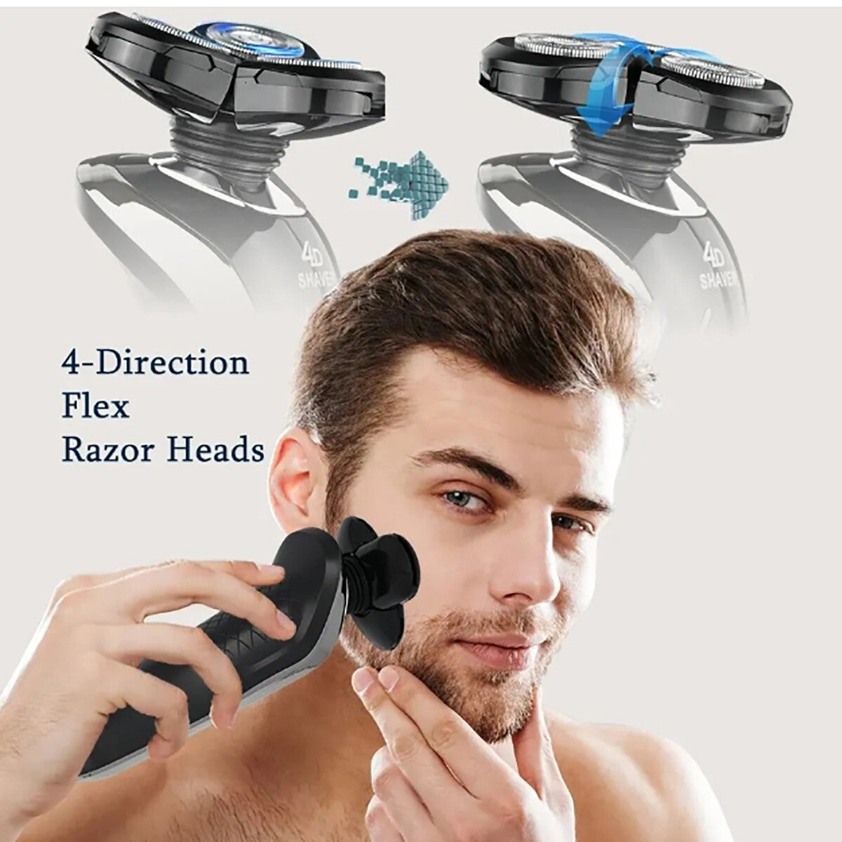 KIT RASOIO ELETTRICO UOMO BARBA NASO PULIZIA VISO IMPERMEABILE USB RICARICABILE