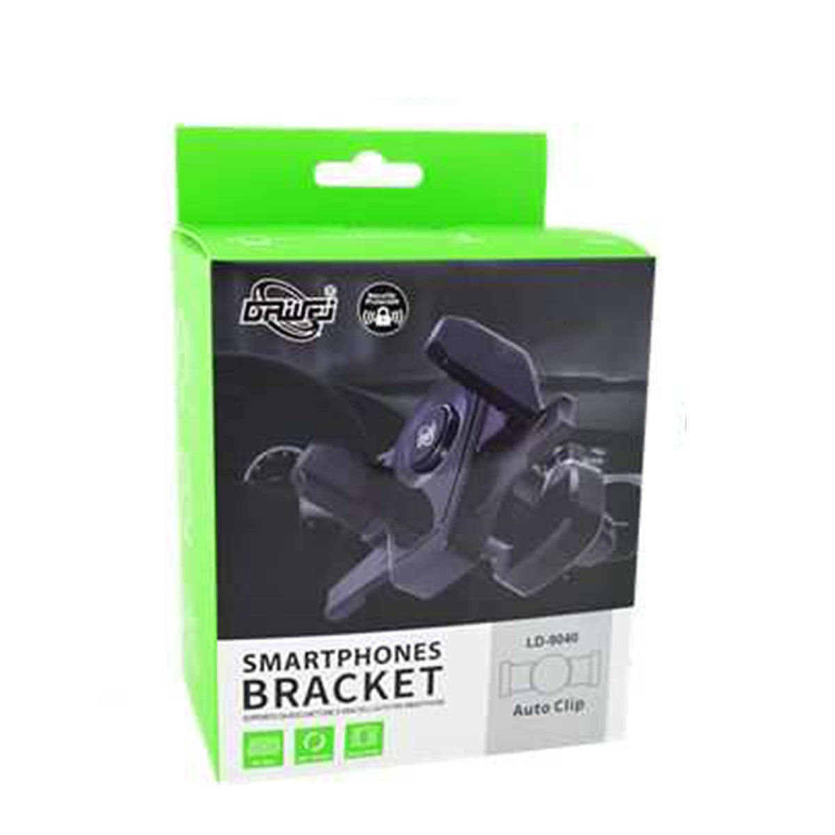 SUPPORT VOITURE POUR TÉLÉPHONE PORTABLE ROTATION 360° GRILLES D'AÉRATION PIVOTANT LD-9040