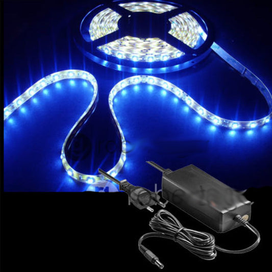 KIT BANDEAU LED 5050 FLEXIBLE 5M ADHÉSIF AVEC ALIMENTATION 3A BLEU IP65
