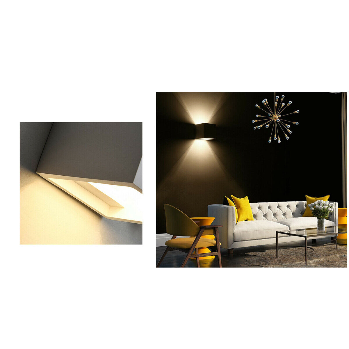 APPLIQUE NERO CUBO LED 10W FARETTO LAMPADA PARETE MURO LUCE CALDO 3000K