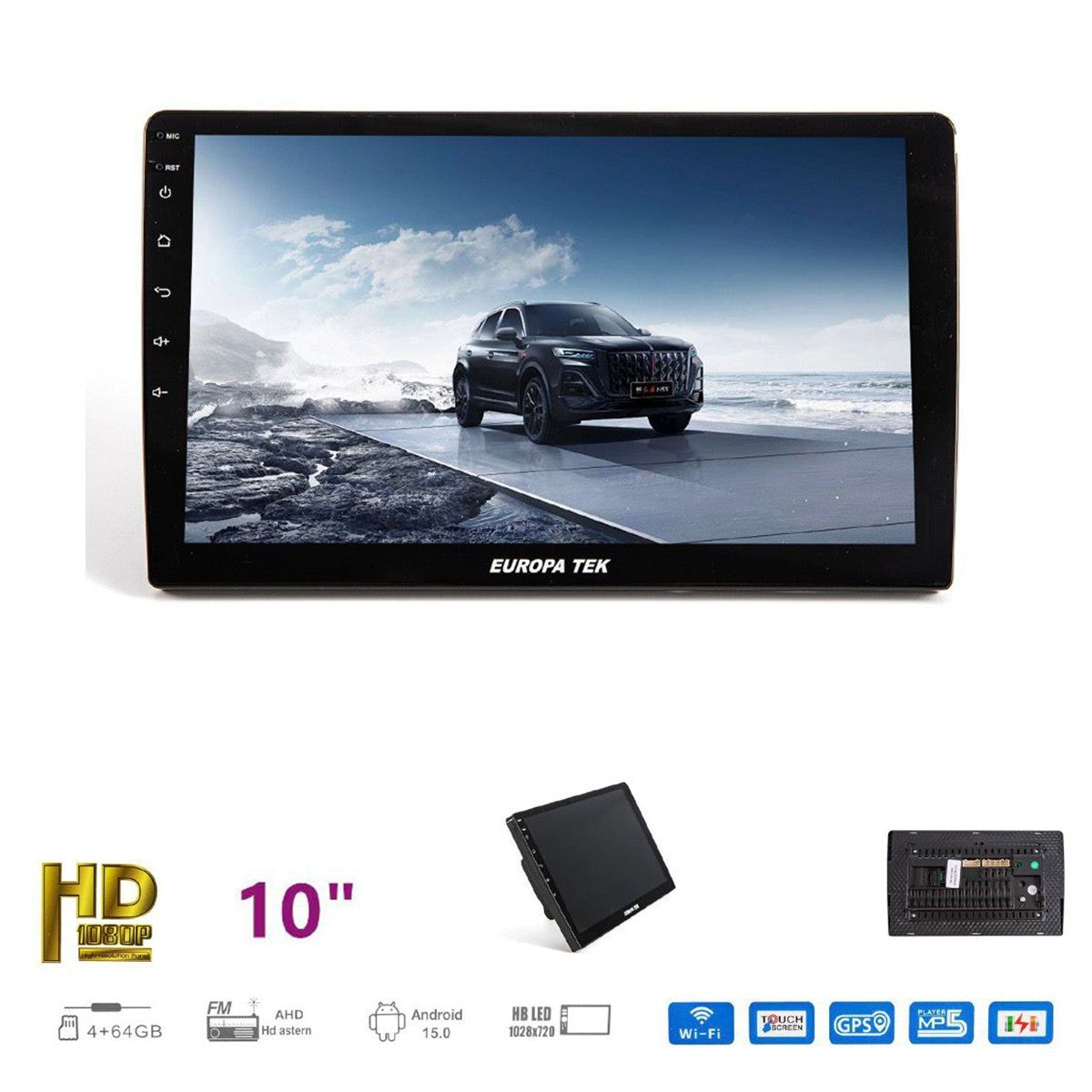 AUTORADIO ANDROID 15.0 10" HD WIFI GPS BLUETOOTH 4+64GB ÉCRAN TACTILE CTC1081N