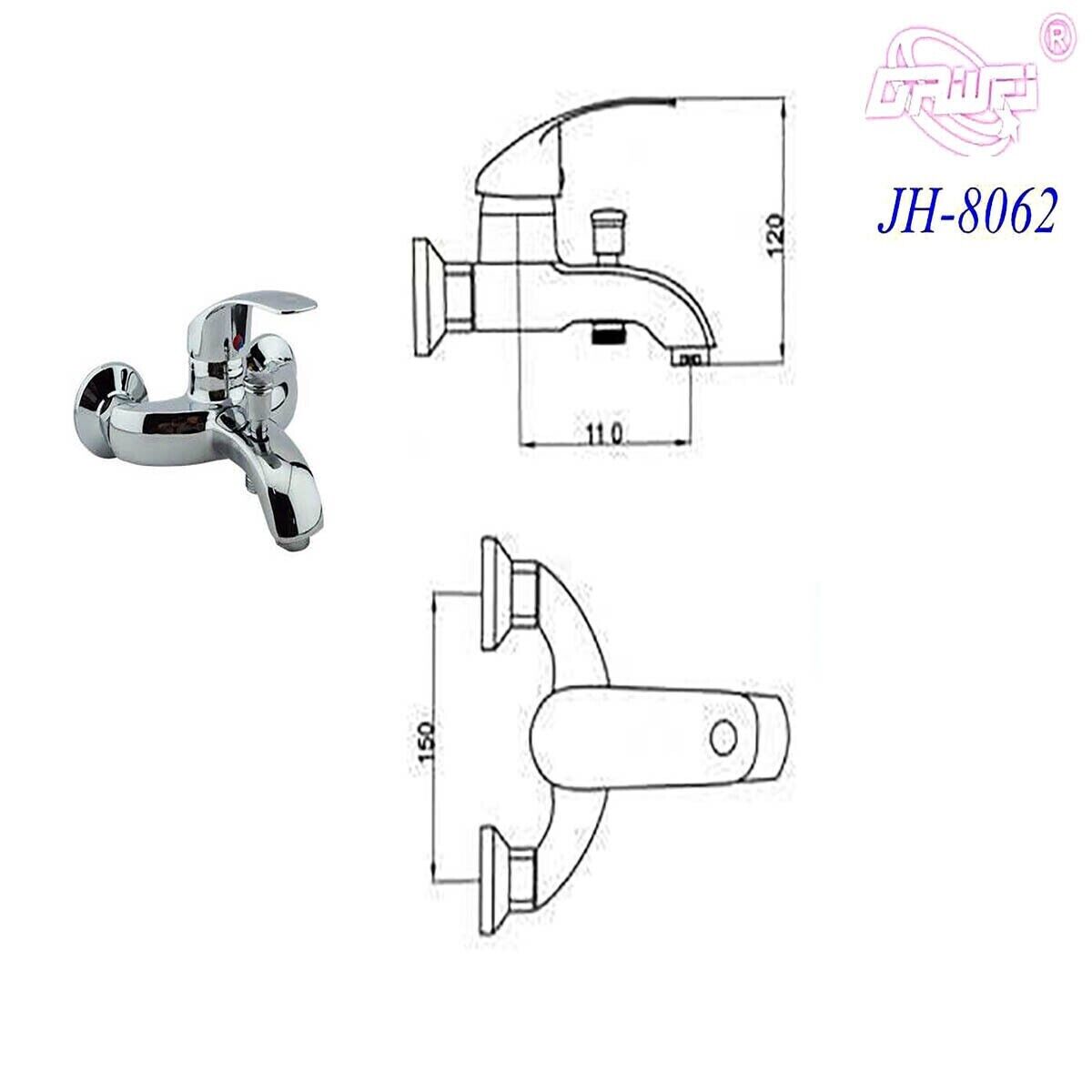 RUBINETTO MISCELATORE CROMATO CASA BAGNO VASCA COMPLETO DI KIT MONTAGGIO JH-8062