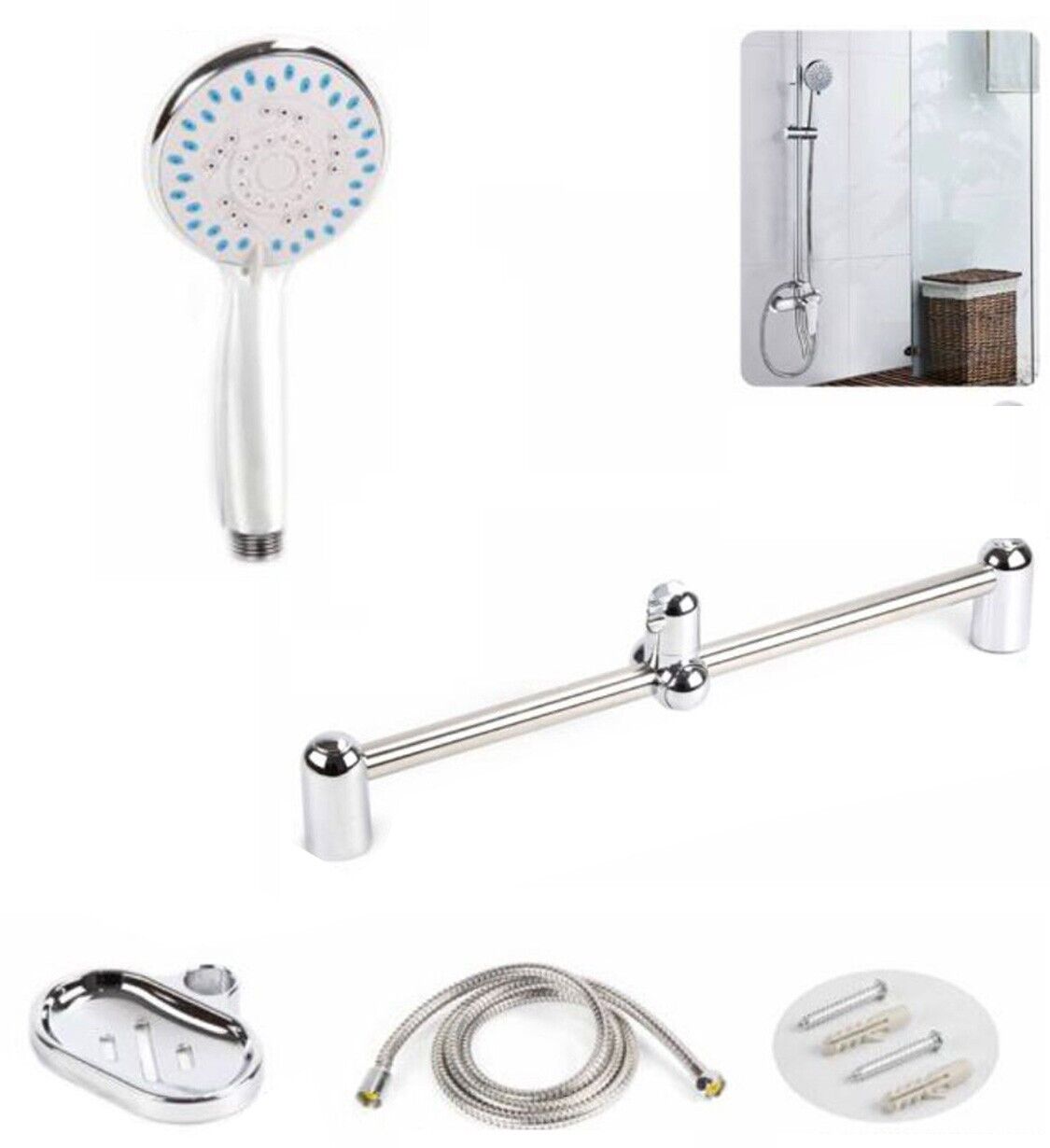 ATSTA SALISCENDI SOFFIONE CROMATO DOCCETTA BAGNO DOCCIA TUBO ROTONDO 01991