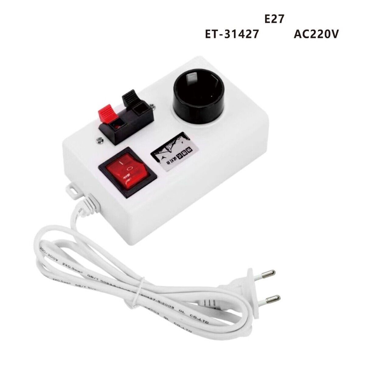 TESTER BANCO APPLIQUE LAMPADE E27 LED DISPLAY 2 VIE CON INTERRUTTORE LAMPADINE