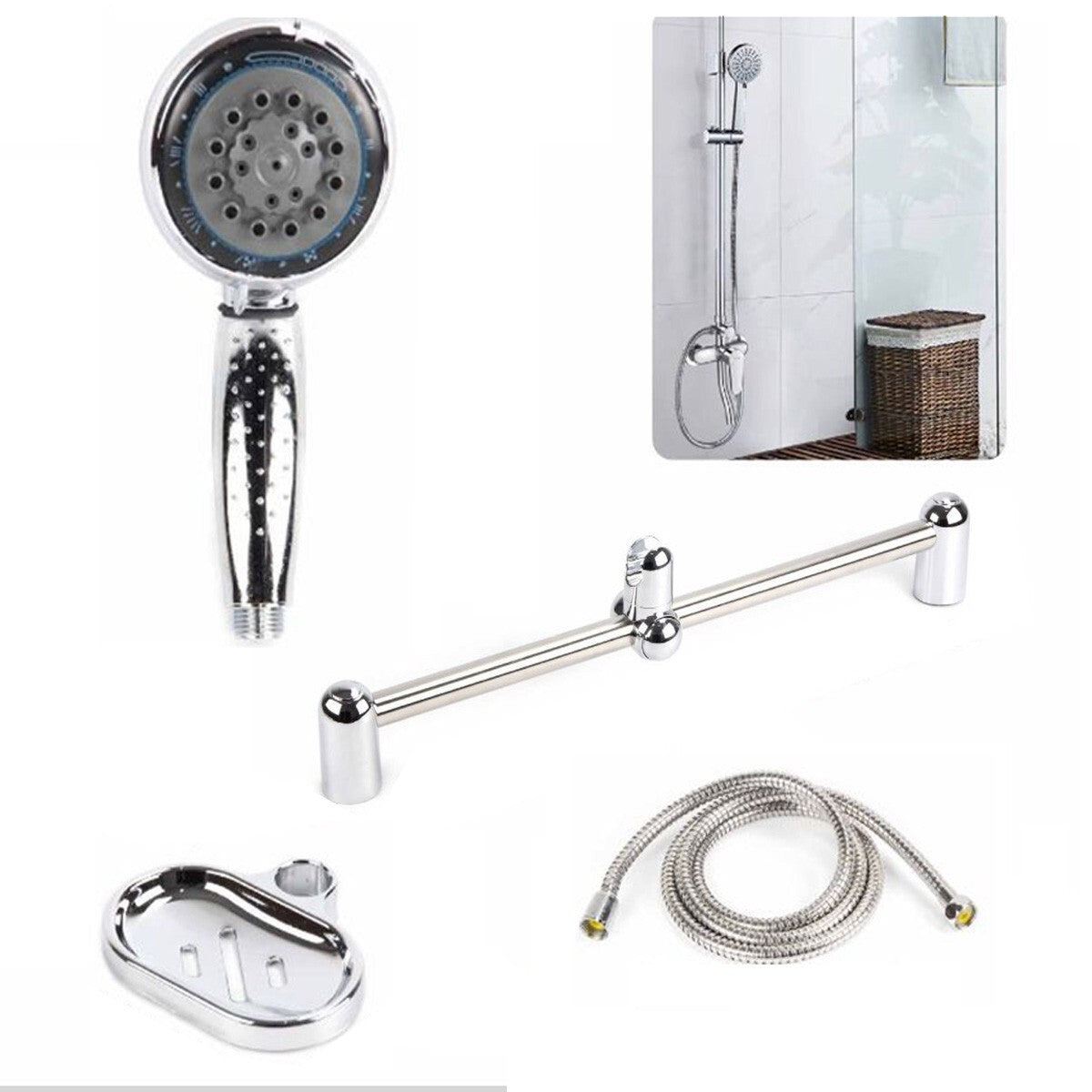 ATSTA COLONNE DE DOUCHE POMME HAUTE CHROMÉE DOUCHETTE BAIN DOUCHE TUBE ROND 01994