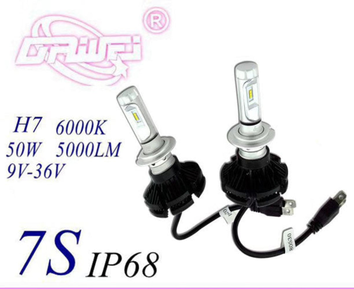 COPPIA LAMPADE FARI RICAMBIO AUTO LED 7S H7 ALTA LUMINOSITA' BIANCO FREDDO 50W