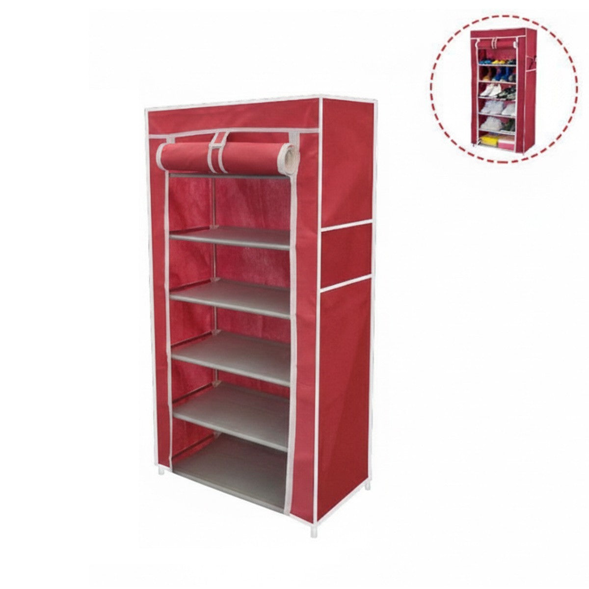 SCARPIERA TESSUTO 6 RIPIANI PORTASCARPE SALVASPAZIO 108X60X30 CM 69074