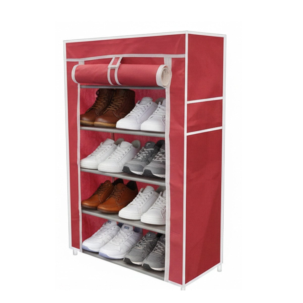 SCARPIERA TESSUTO 5 RIPIANI PORTASCARPE SALVASPAZIO 90X60X30 CM 69073