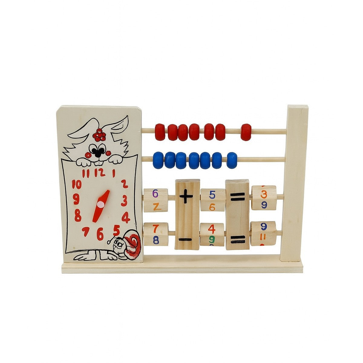 GIOCO EDUCATIVO LEGNO OROLOGIO ABACO CALCOLATRICE BAMBINI MONTESSORI 19CM 07947