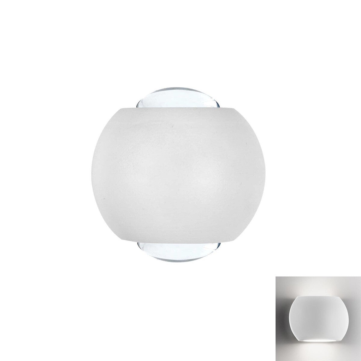 APPLIQUE MURALE SPHÉRIQUE LED DOUBLE FAISCEAU LUMINEUX 2W IP54 BLANC FROID 6500K