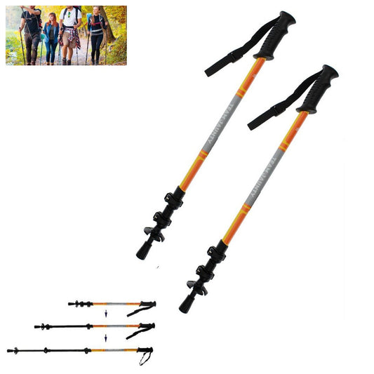 COPPIA BASTONI DA TREKKING TELESCOPICO REGOLABILE ESCURSIONI PASSEGGIO 63-135CM