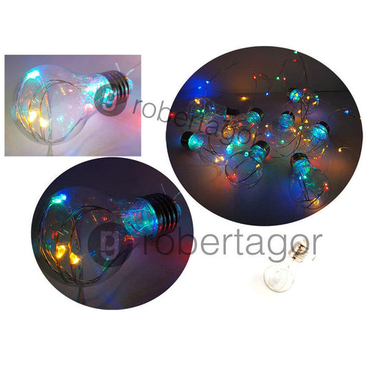 GUIRLANDE LUMINEUSE 8 AMPOULES MICRO LED NOËL LUMINEUSE ALIMENTATION DÉCORATION