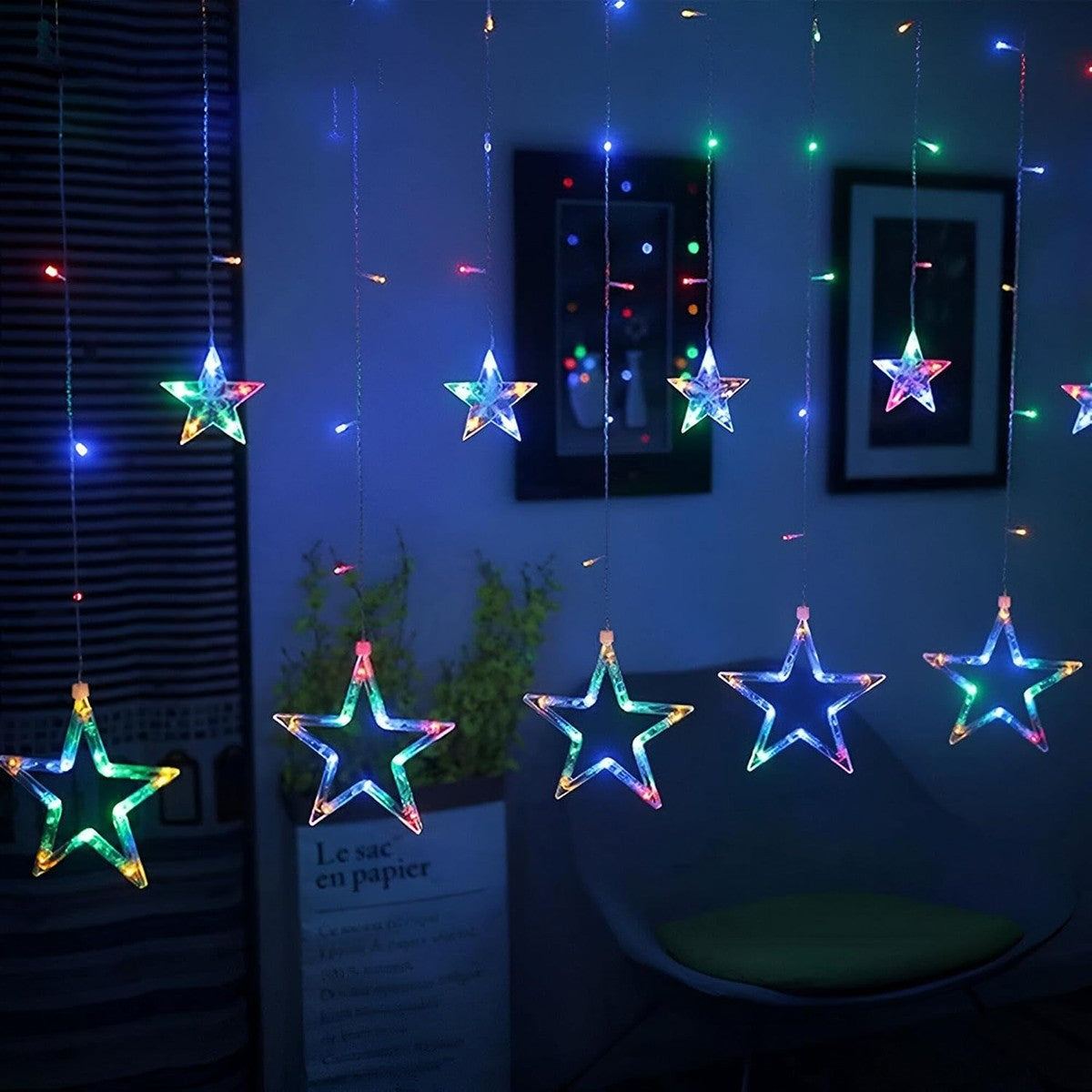 GUIRLANDE LUMINEUSE ÉTOILE LUMIÈRE RGB COULEURS ÉTOILES LUMIÈRES LED NOËL FÊTES DÉCORATIONS