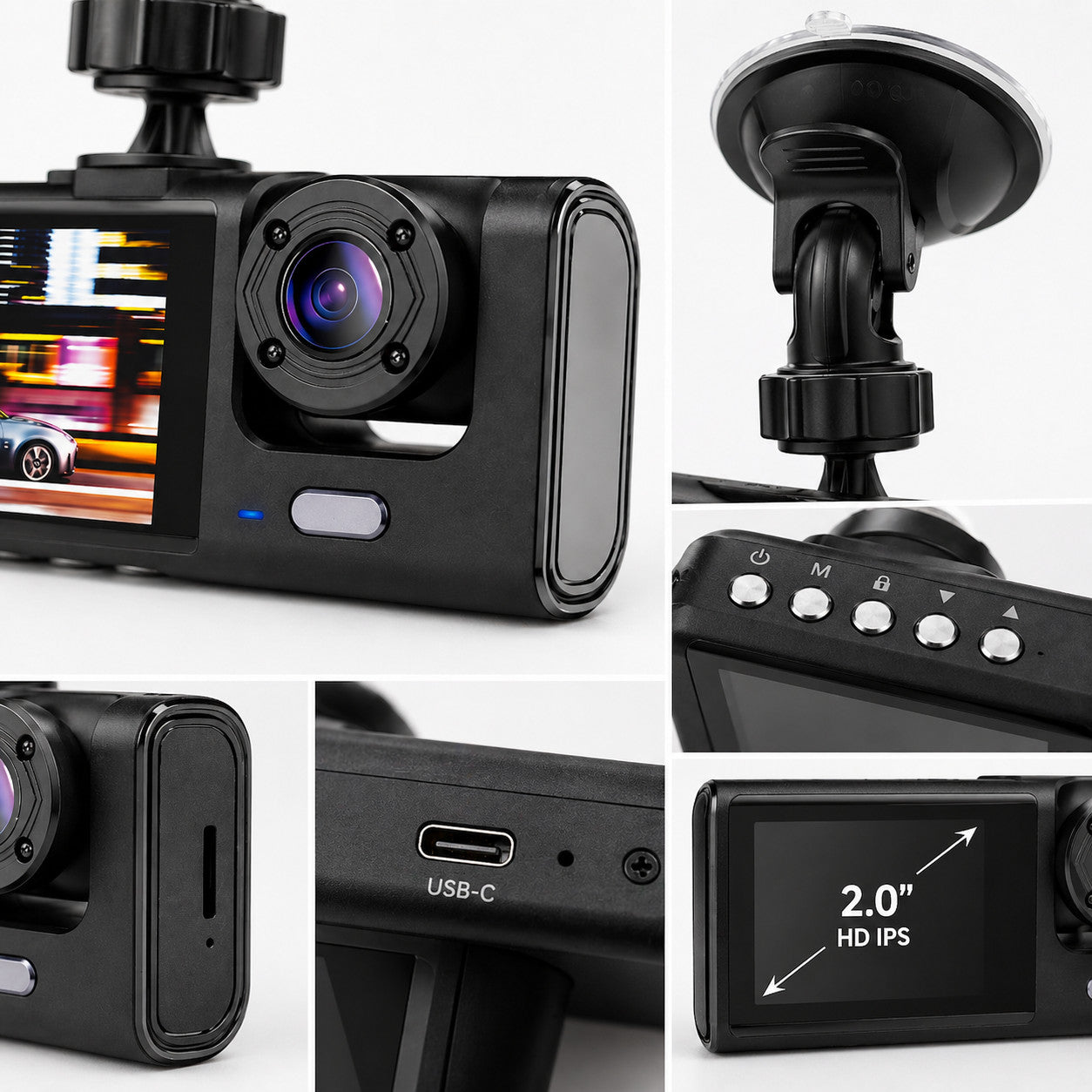 DASH CAM AUTO ANTERIORE 1080P SCHERMO 2" REGISTRATORE GUIDA HD TELECAMERA AUTO