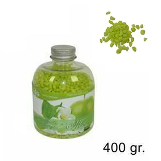 SET 2 PEZZI PIETRISCO PROFUMATO IN BOTTIGLIA 400GR FRAGRANZA MELA DECORO PIETRA