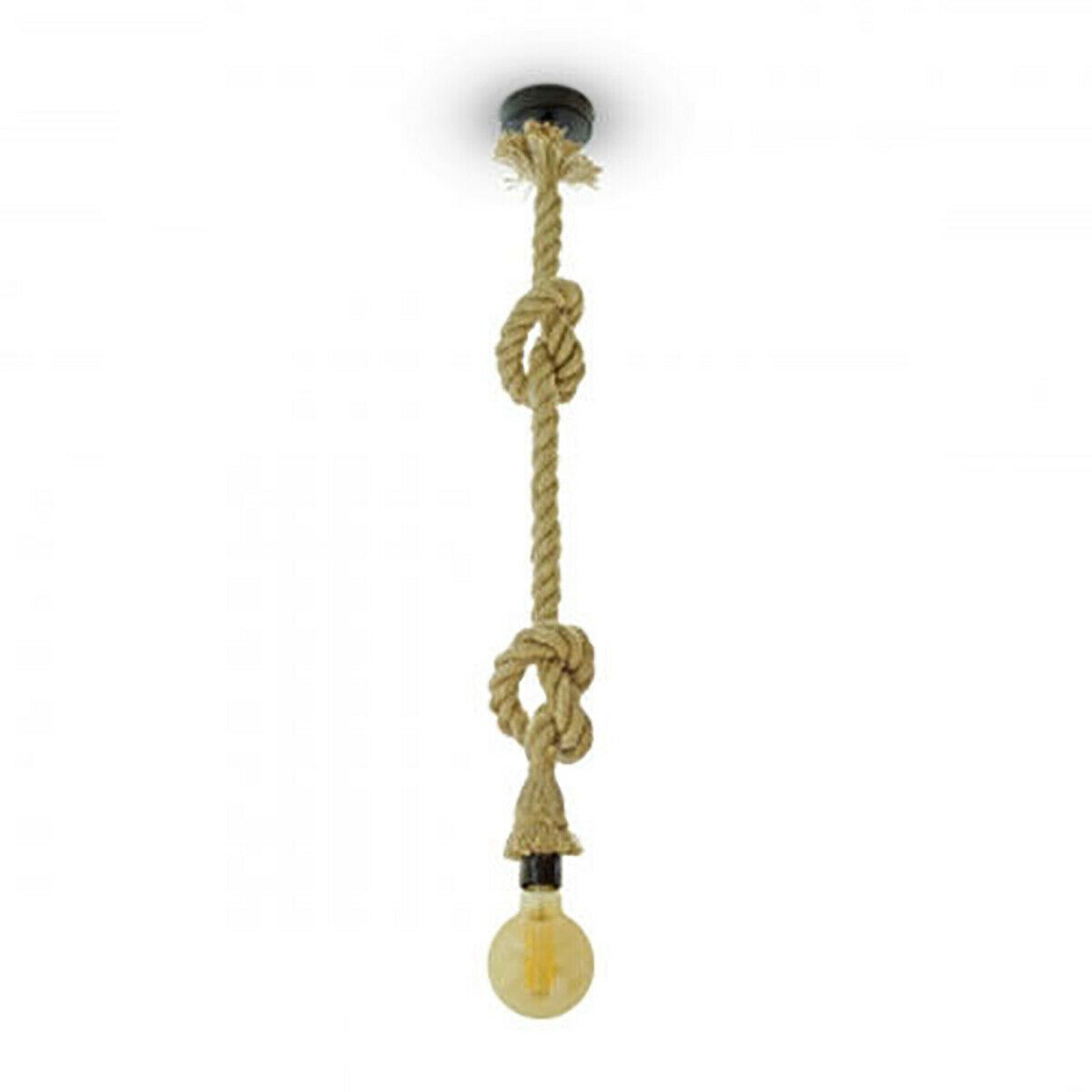 PORTALAMPADA LAMPADARIO SOFFITTO CORDA E27 EDISON PENDENTE NODO VINTAGE 2 MT
