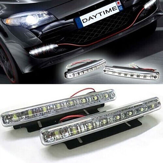LUCI AUTO 8 LED PER FANALE DAYTIME - DIURNE WATERPROOF DC 12V PARAURTI AUTO