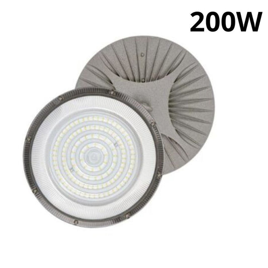 FARO INDUSTRIALE LED 200W DISCO ROTONDO UFO IP65 PLAFONIERA CAMPANA 6500K