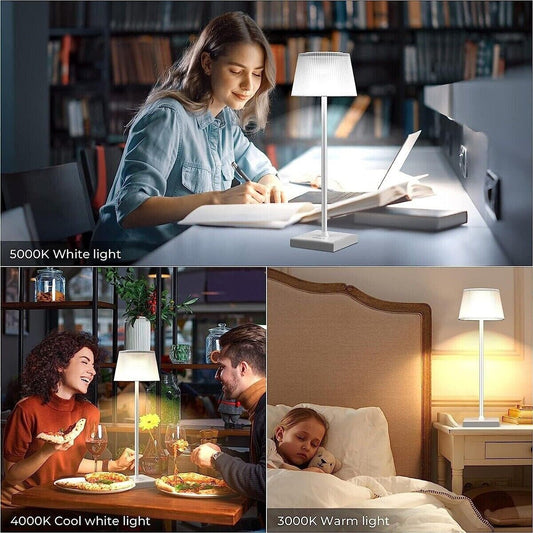 LAMPE DE TABLE TACTILE LED MODERNE RECHARGEABLE BAR HÔTEL RESTAURANT BLANCHE G02