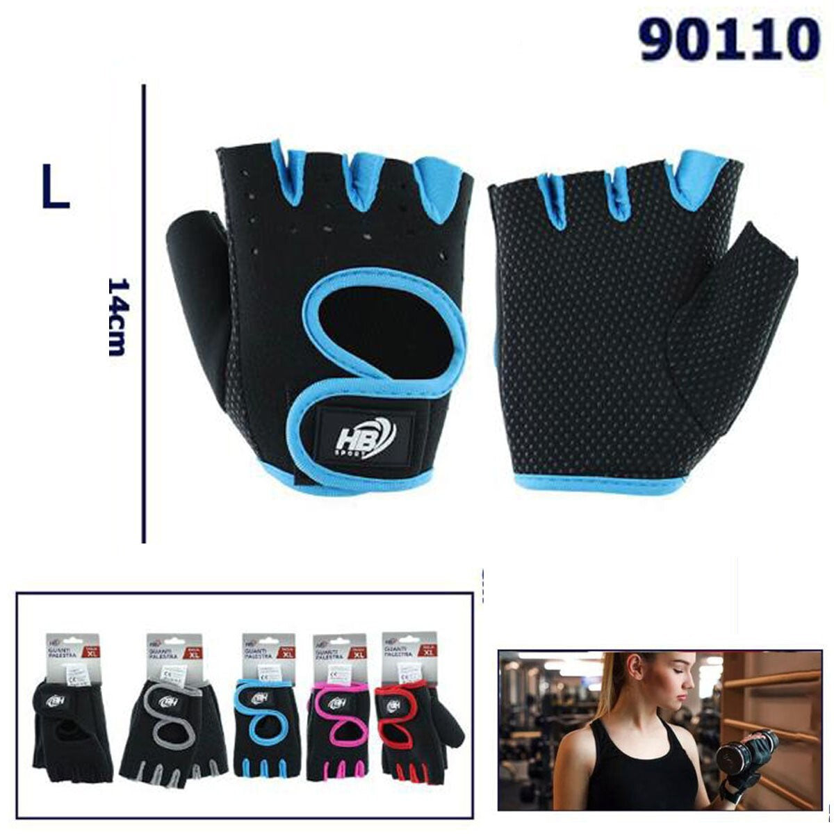 GUANTI ANTISCIVOLO PALSTRA SPORT GUANTO FITNESS MEZZO DITA TAGLIA L 90110