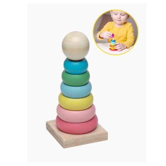 JEU ÉDUCATIF EN BOIS EMPILABLE COLORÉ FORMES GÉOMÉTRIQUES ENFANTS 52907