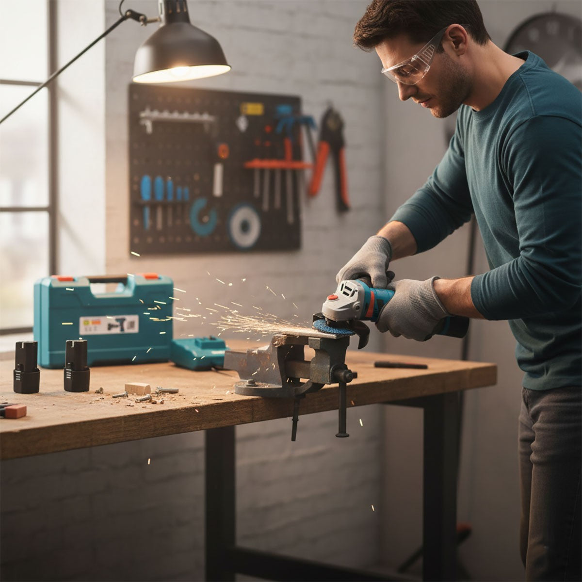 MINI SMERIGLIATRICE ANGOLARE E TRAPANO ELETTRICO A BATTERIA 48V  VALIGETTA 08347