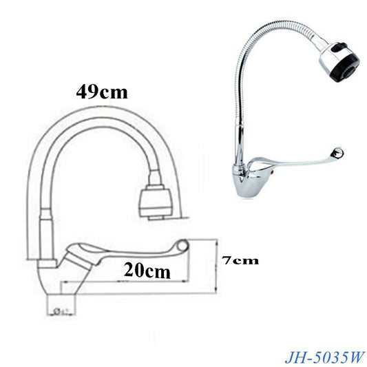 ROBINET D'ÉVIER DE CUISINE FLEXIBLE HAUT MITIGEUR CHROME JH-5035W
